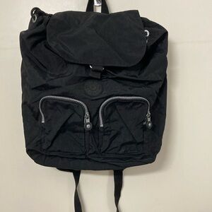 Black Kipling backpack silver hardware monkey keychain pre-owned
